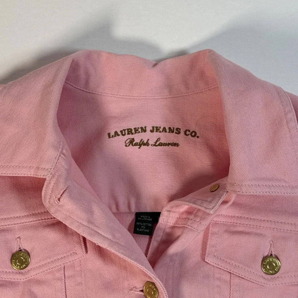 Lauren Ralph Lauren Jeans Company Pink Denim Jacket Colorful LRL Women's Large - Picture 2 of 10